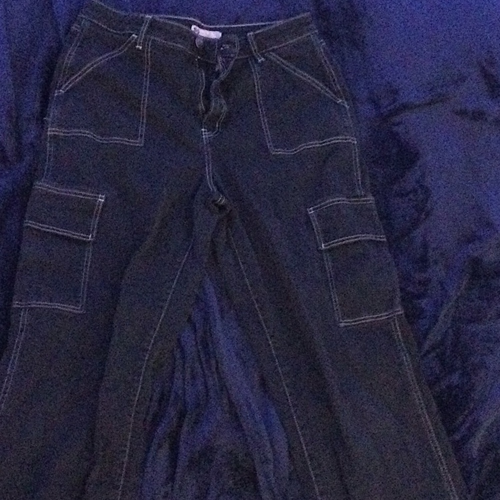Black Cargo straight leg jeans